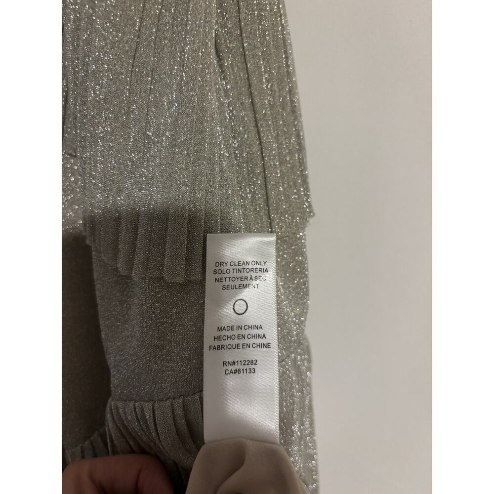 Adelyn Rae Dress Large Silver Midi Asymmetrical Ruffles Cocktail Formal - Picture 10 of 10